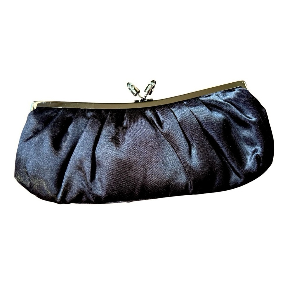 Wet Seal Black Faux Satin Clutch